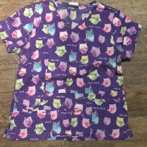 Purple owl scrub top